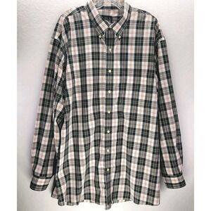 J.S.A. Bank Plaid Button Down Shirt Mens‎ XL Black White Cotton Classic Preppy